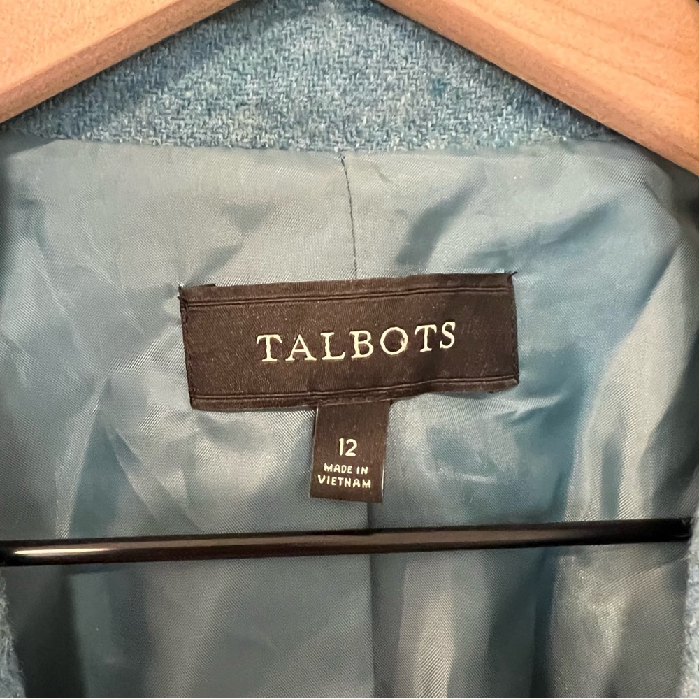 Talbots Wool Teal Blue Blazer- Size 12 - Picture 3 of 9